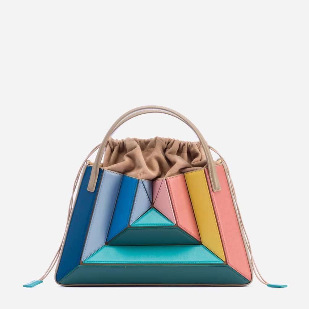 image-Contrast Color Splicing Handbag Women's Drawstring