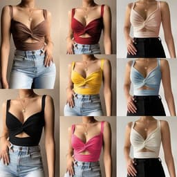 image-European & American V-Neck Vest Top - Summer XL Women's Elastic
