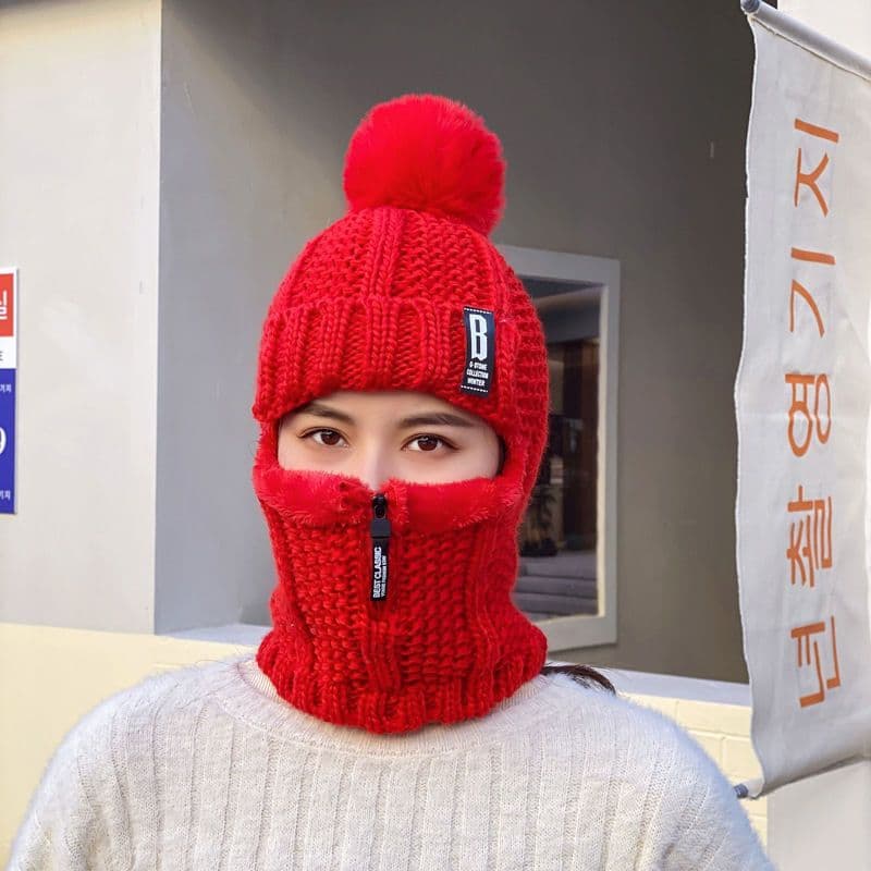 image-Winter Woolen Plus Size Velvet Hat - Women's Windproof Ear Protection Pullover Knit