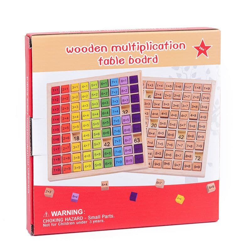 image-Wooden 99 Multiplication Table Building Blocks for Kids - 18x18x1.5cm