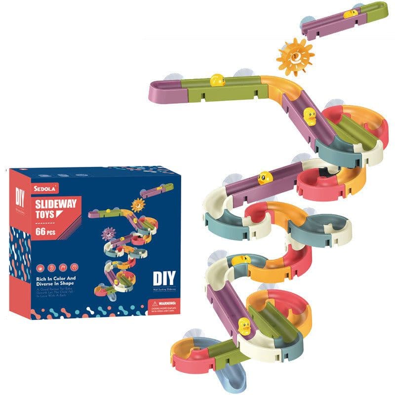 image-DIY Assembled Track Ball Sliding Sliding Fun Bath Toys Duckling Turning Fun Children's Bathroom Shower Playing Water Toys