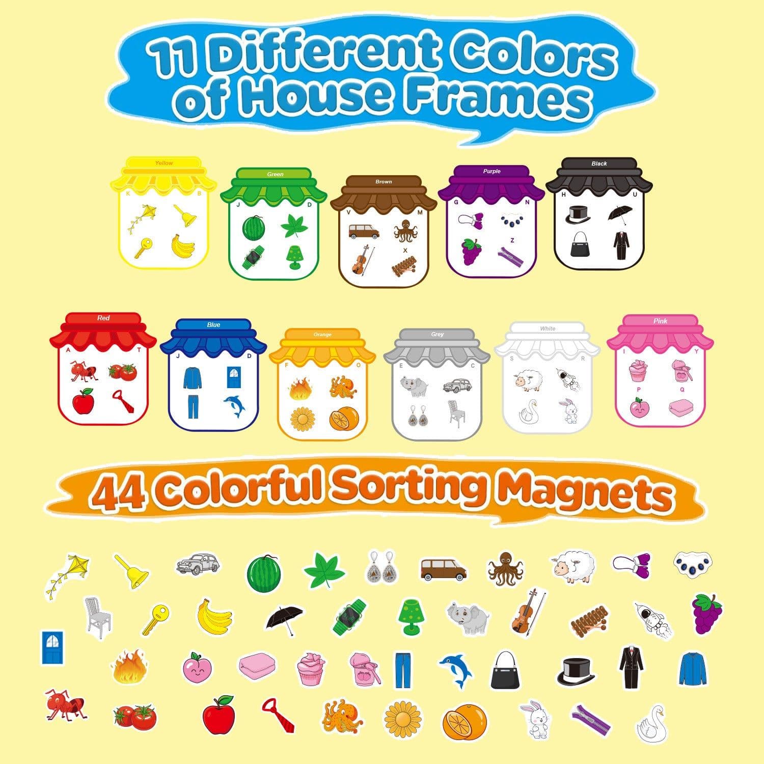 image-Magnetic Color Sorting Toy Alphabet Game Learning Letter Recognition Colorful Shape Matching Kids Fridge Magnet