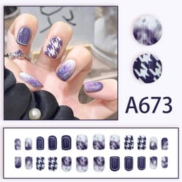 image-Autumn and winter gentle and pure desire simple style wearable manicure patches short, medium and long style white removable fake nail patches