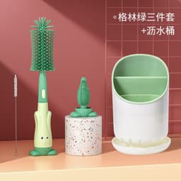 image-Silicone Bottle Brush Set - Baby Pacifier & Straw Cleaning Rotating Brush