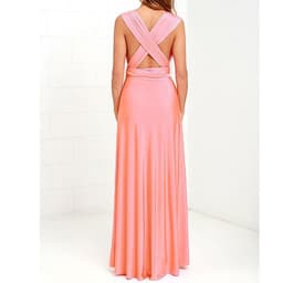 image-Cross-border European and American solid color and various ways to wear sexy strappy red dress long skirt dress bridesmaid dress