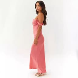 image-2023 Spring and Summer European and American New Ins One Shoulder Tube Top Satin Hip-Hip Backless Women's Dress Long Dress Evening Dress