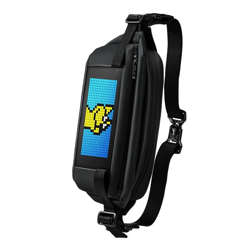 image-Trendy brand LED light-emitting advertising bag Bluetooth DIY functional crossbody bag men's trendy cool design sports chest bag