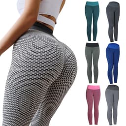image-Women's High Waist Yoga Pants - Red Honeycomb Cropped