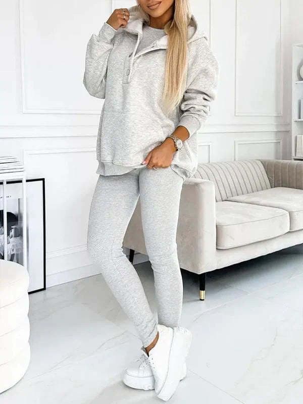 image-Women's 2024 Slim Hooded Sweatshirt Three-Piece Set