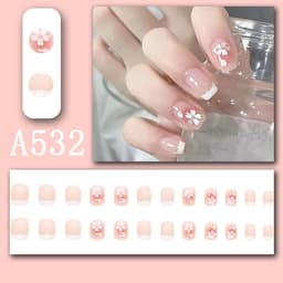 image-Summer fresh, sweet and cool style manicure, wearable nail pieces, French line blending, removable fake nail pieces, finished products wholesale