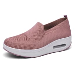 image-Women's Slip-On Woven Walking Shoes - White Flat Heel