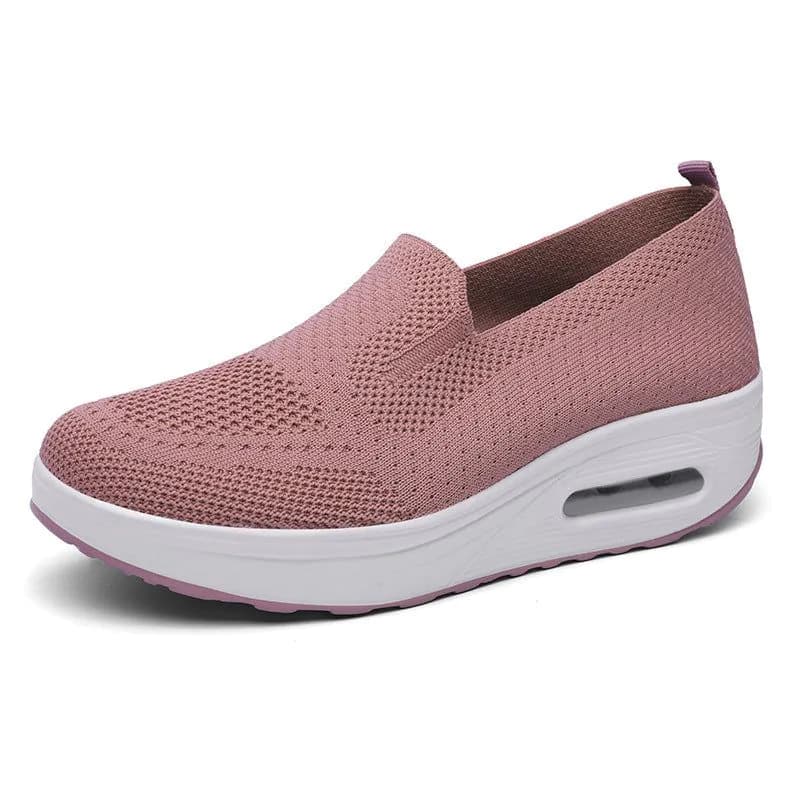 image-Women's Slip-On Woven Walking Shoes - White Flat Heel