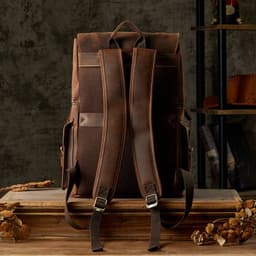 image-Handmade cowhide large-capacity backpack men's personality retro European and American casual youth backpack top layer cowhide travel bag