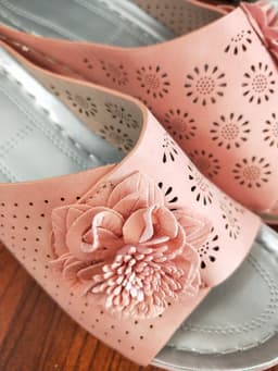 image-Women's Large Size Flower Wedge Sandals, 2021 EU Fashion, Navy Blue, 43