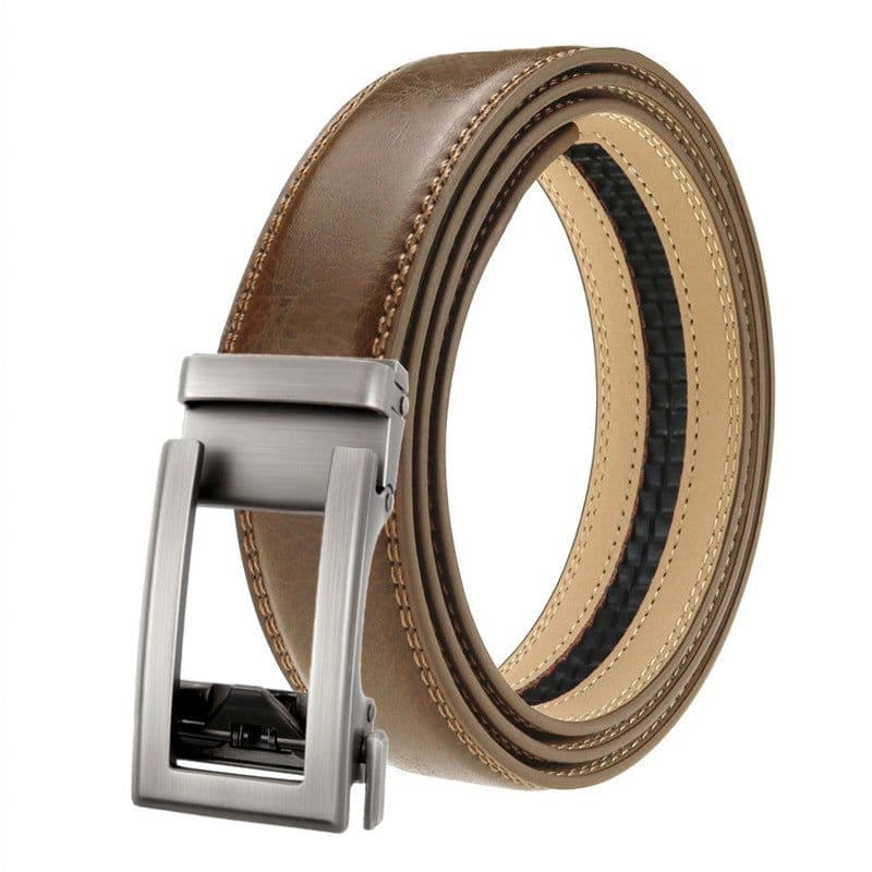 image-LannyQveen Men's Leather Belt - Red Automatic Buckle
