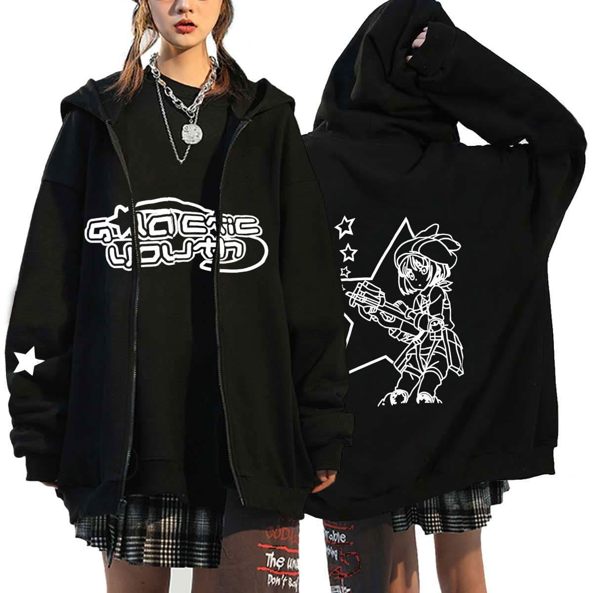 image-2023 European and American dark girl sweatshirts men and women hoodies Gothic couple Harajuku large size long zipper sweatshirt
