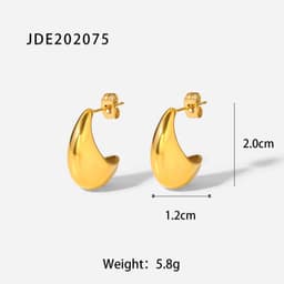 image-C Hoop Earrings - 18K Gold Plated Stainless Steel