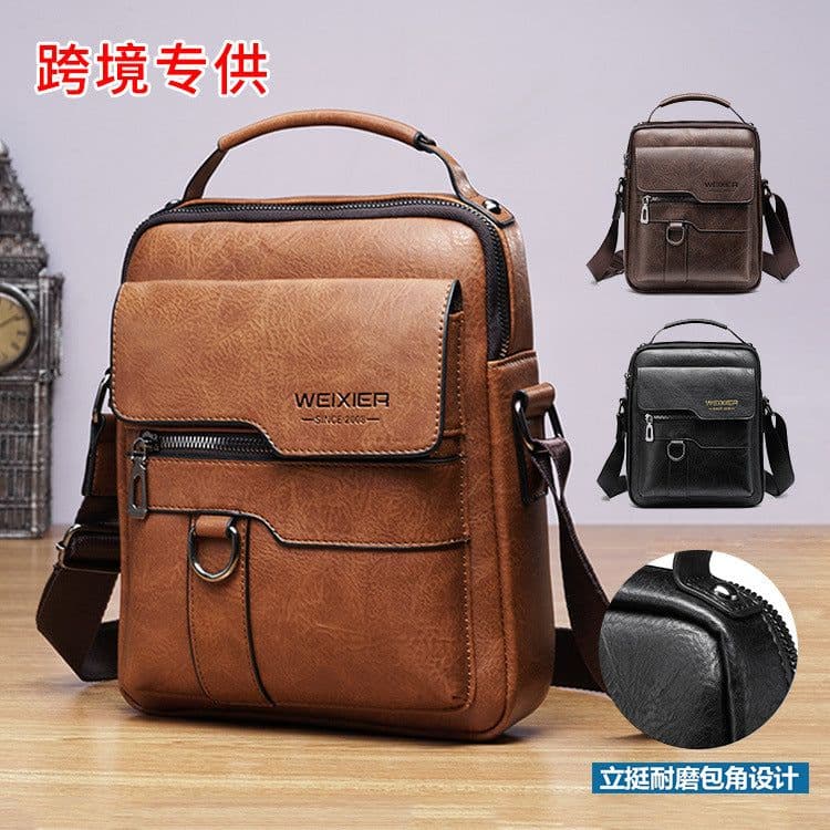 image-Messenger Bag Men's Leather Vertical Business Shoulder Bag