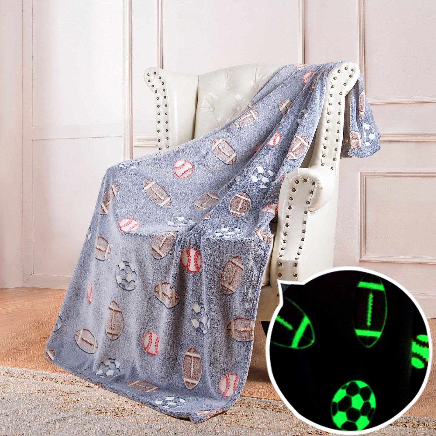 image-Luminous Double-Sided Flannel Blanket, Kids' Air-Conditioning Quilt, Maroon, 152x127CM