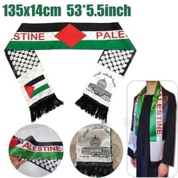 image-Palestinian Flag Satin Scarf 14*130 cm Ethnic Wedding Decoration