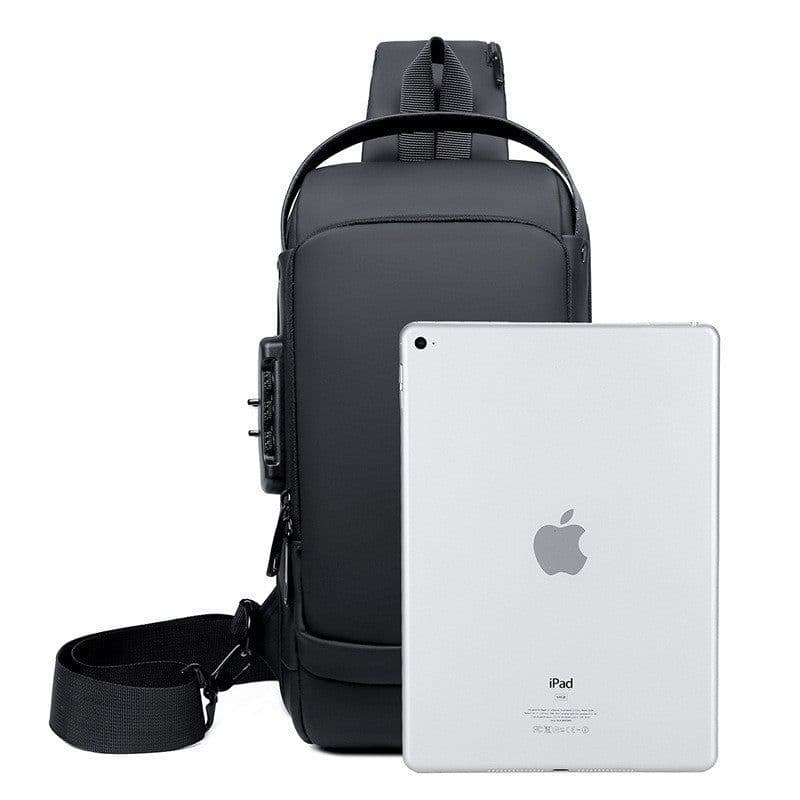 image-Men's Anti-theft Chest Bag - Gray Polyester