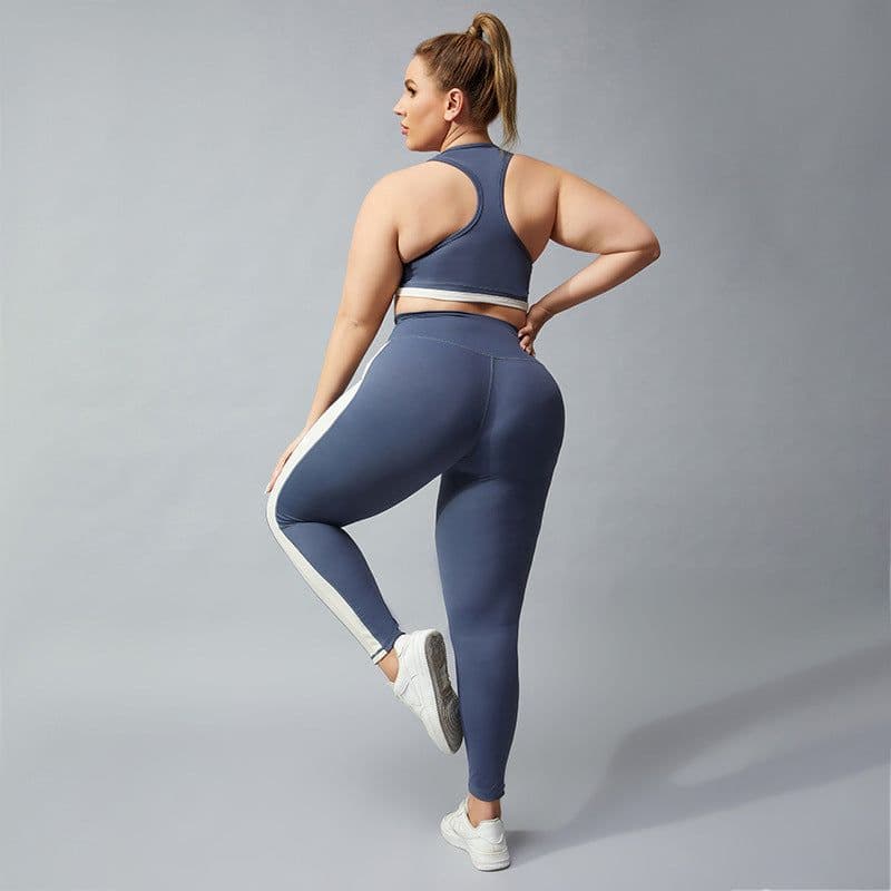 image-Women's Plus Size Yoga Set - Nude Color Block