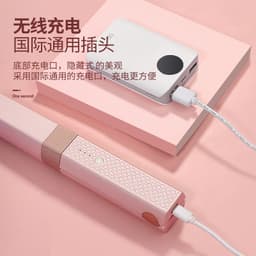 image-Holly 3-in-1 USB Straightening Comb Curling Stick - Pink/Green