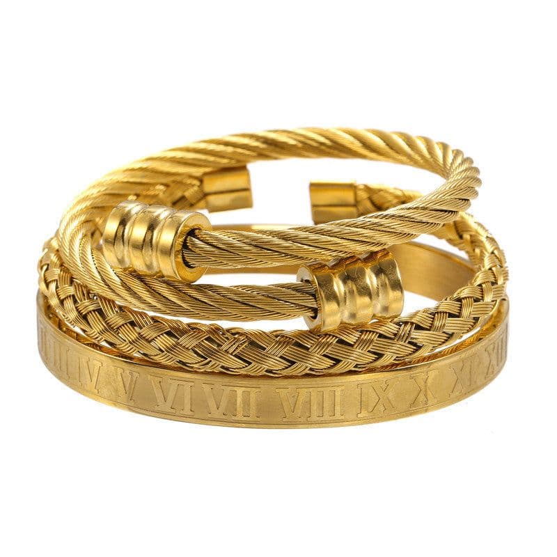 image-Stainless Steel Geometric Bracelet Men - Retro