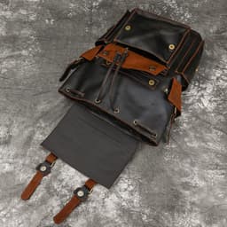 image-European and American Men's Retro Backpack Crazy Horse Leather Student School Bag Large Capacity Leather Travel Bag 16 Inch Computer Bag