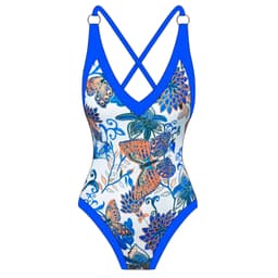 image-Green Flower One-Piece Swimsuit - Women's Polyester