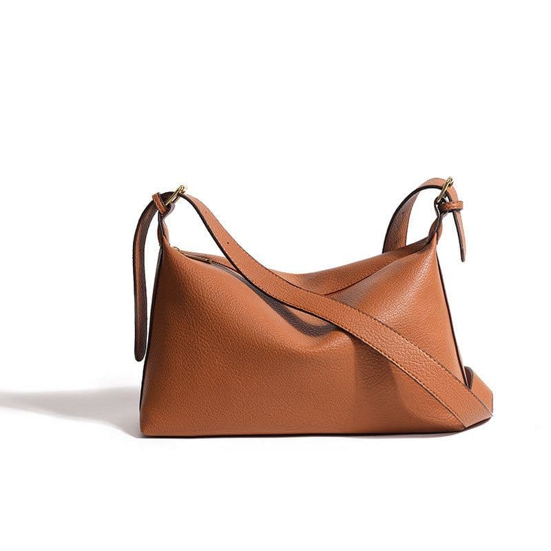 image-Self-operated Large Capacity Crossbody Bag - Dark Brown PU 2023