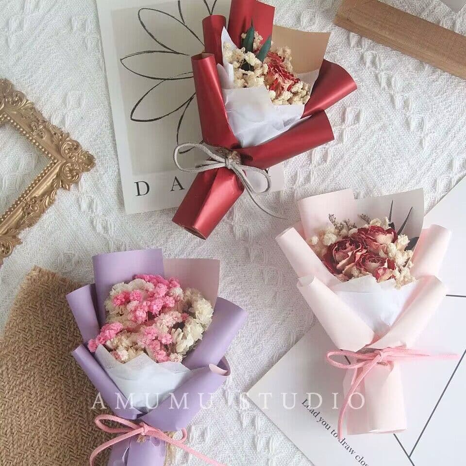 image-Mini Dried Roses Bouquet - Valentine's DIY Decorations 5"