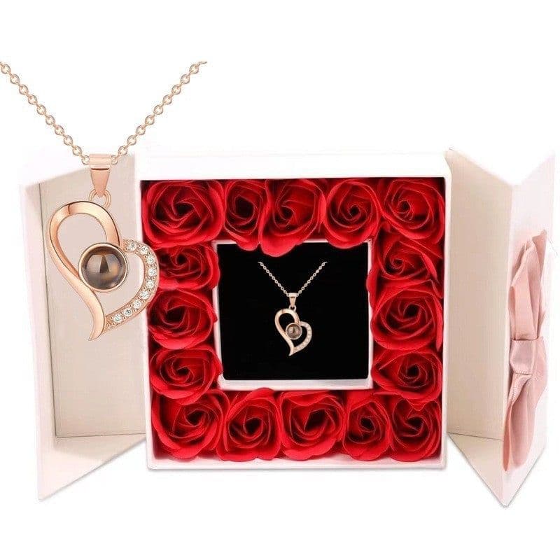 image-BF Heart Pendant Necklace - Rose Gold I Love You