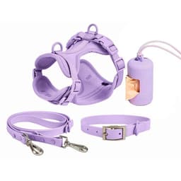 image-Waterproof Dog Harness - PVC Anti-Bite Dog Collar & Leash Brown Set