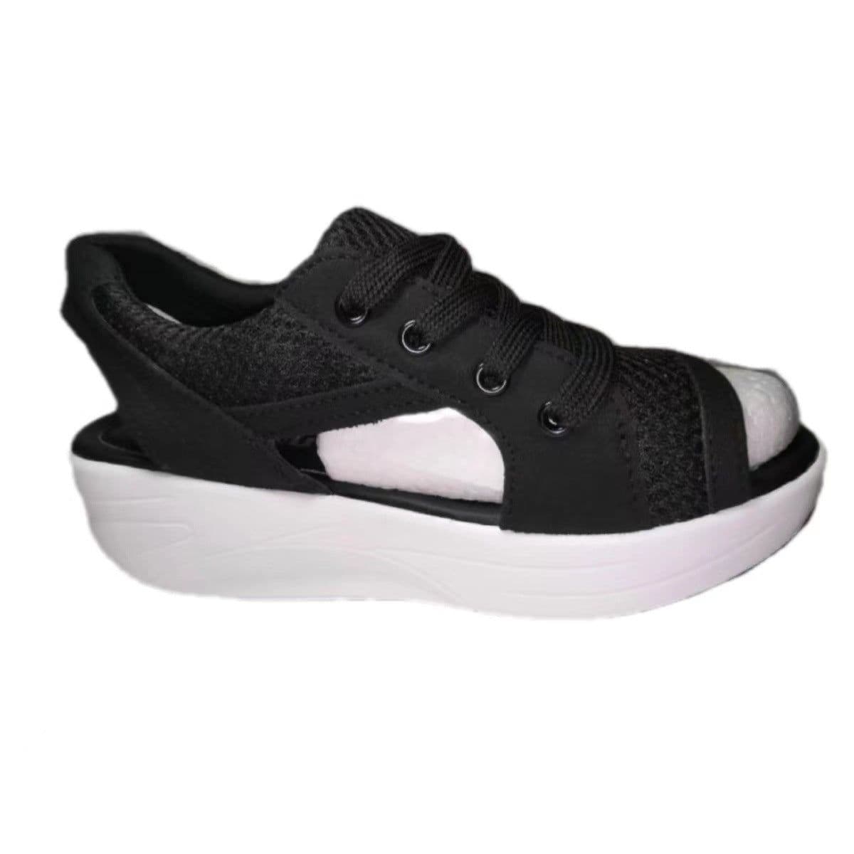 image-Women's Sandals Muffin Thick Lace Up Black Size 43