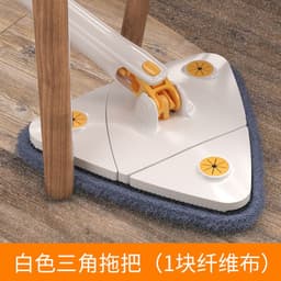 image-Triangular Ceiling Mop - Blue Flat Mop for Wall Tiles, Glass Cleaning