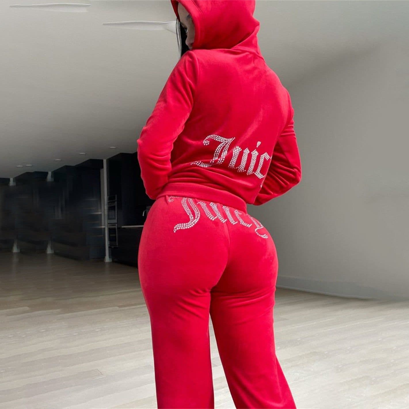 image-Women's Casual Sportswear Set - Grey Hoodie Sweatpants
