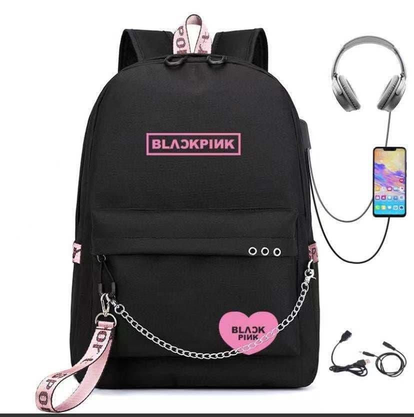 image-BLACKPINK Park Chae-young, LISA, Kim Ji-soo, the same starry sky backpack, school bag, backpack, Korean version, USB