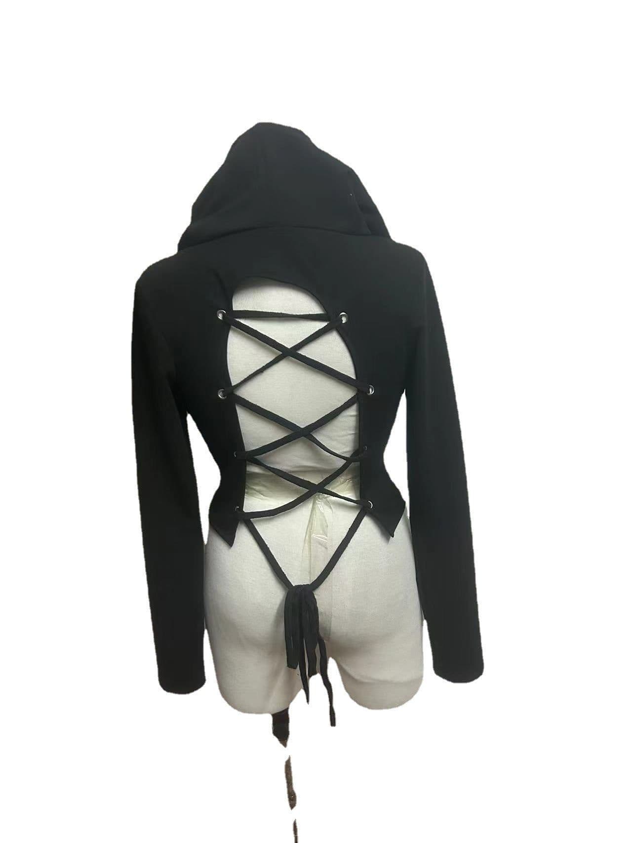 image-Trendy 2020 Hooded Long-Sleeved Women's Sweater - Black, L
