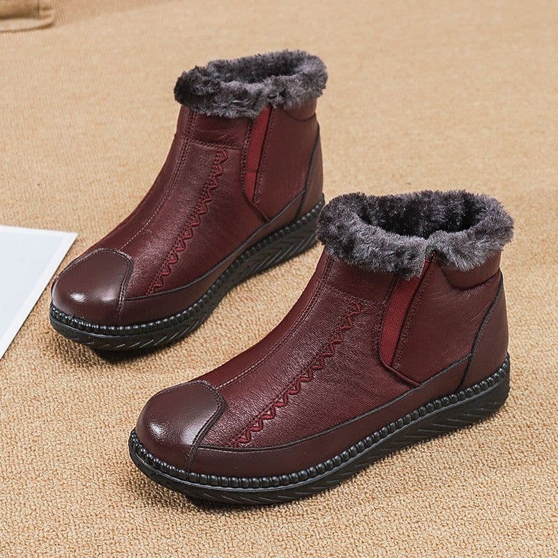 image-Cross-border snow boots women's winter plus fleece cotton shoes waterproof short boots warm thickened middle-aged and elderly women's boots large size women's shoes