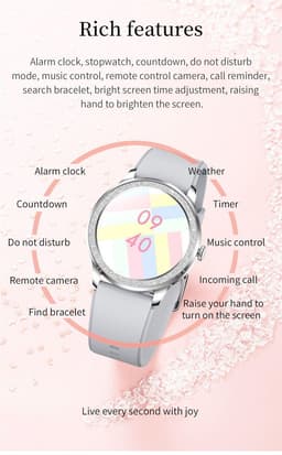 image-Y32 Smart Watch - Heart Rate Blood Pressure Black