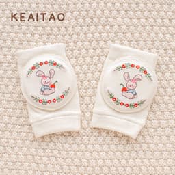 image-Cute baby knee pads for boys and girls crawling protective gear baby toddler anti-fall pure white sponge elbow pads summer thin