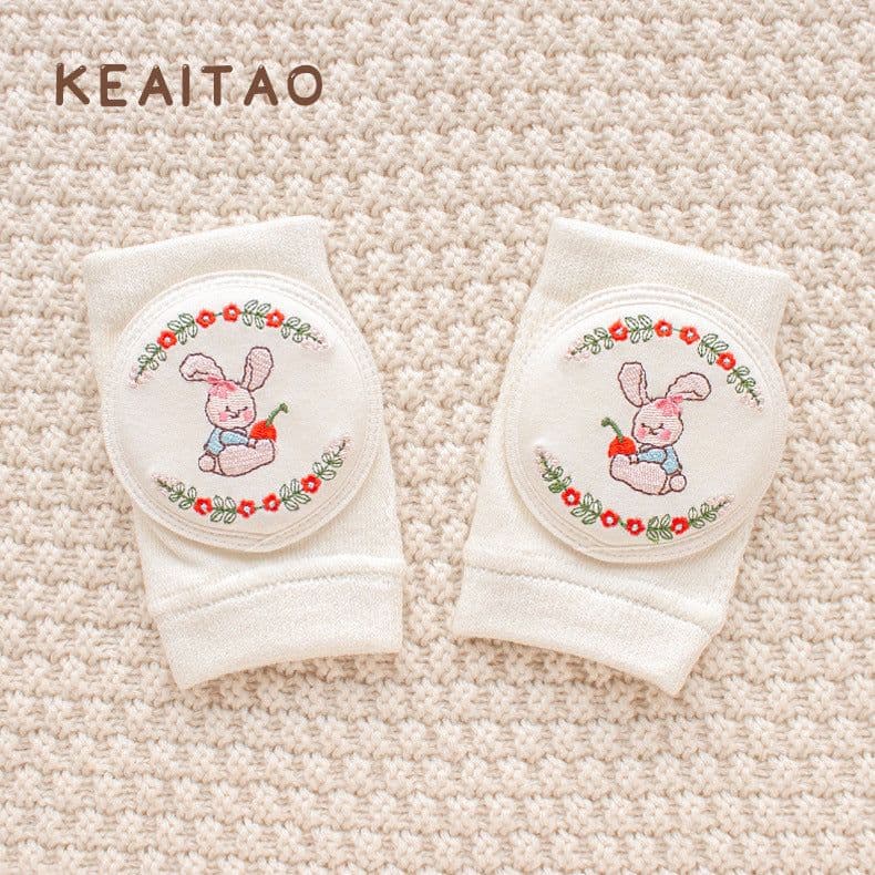 image-Cute baby knee pads for boys and girls crawling protective gear baby toddler anti-fall pure white sponge elbow pads summer thin