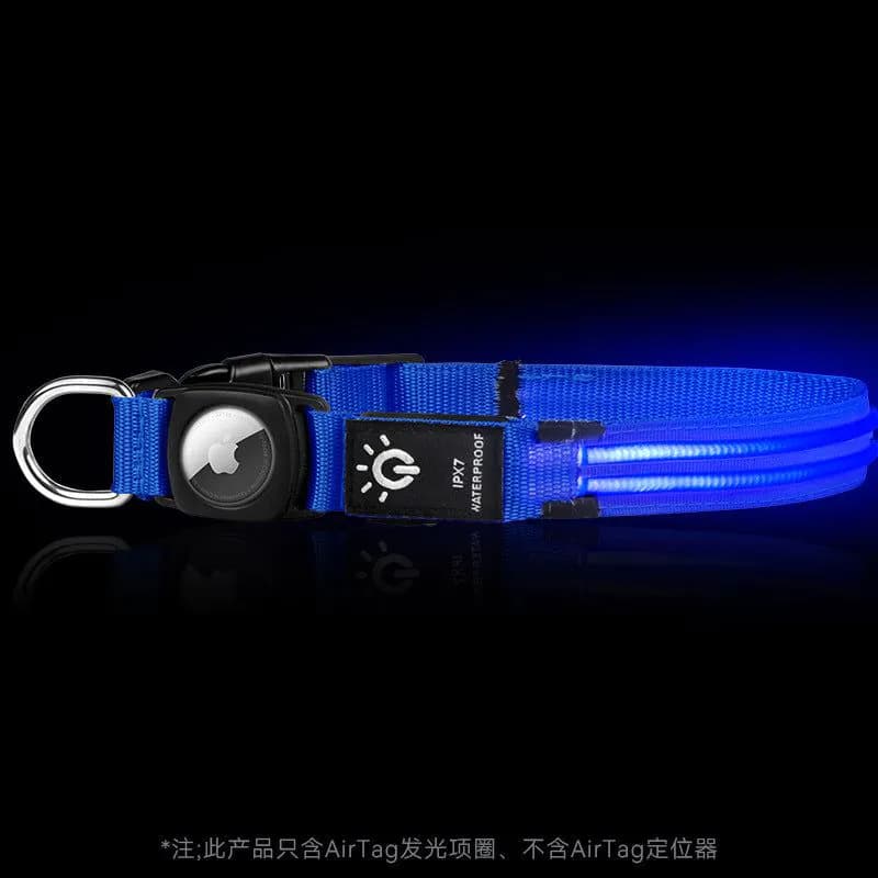 image-Hot selling airtag protective case positioning tracker case waterproof LED pet light-up collar protective case USB charging