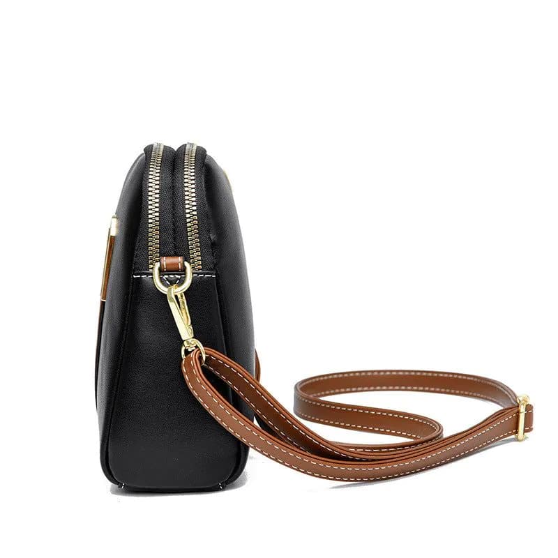 image-PU Leather Crossbody Phone Bag - Black Small Square