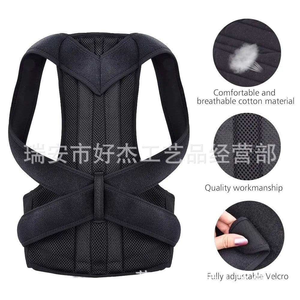 image-Posture Corrector Back Brace - Light Grey Adjustable