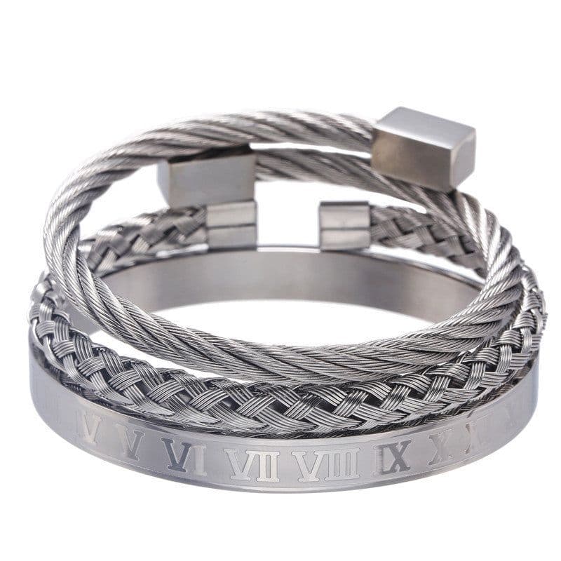 image-Stainless Steel Geometric Bracelet Men - Retro