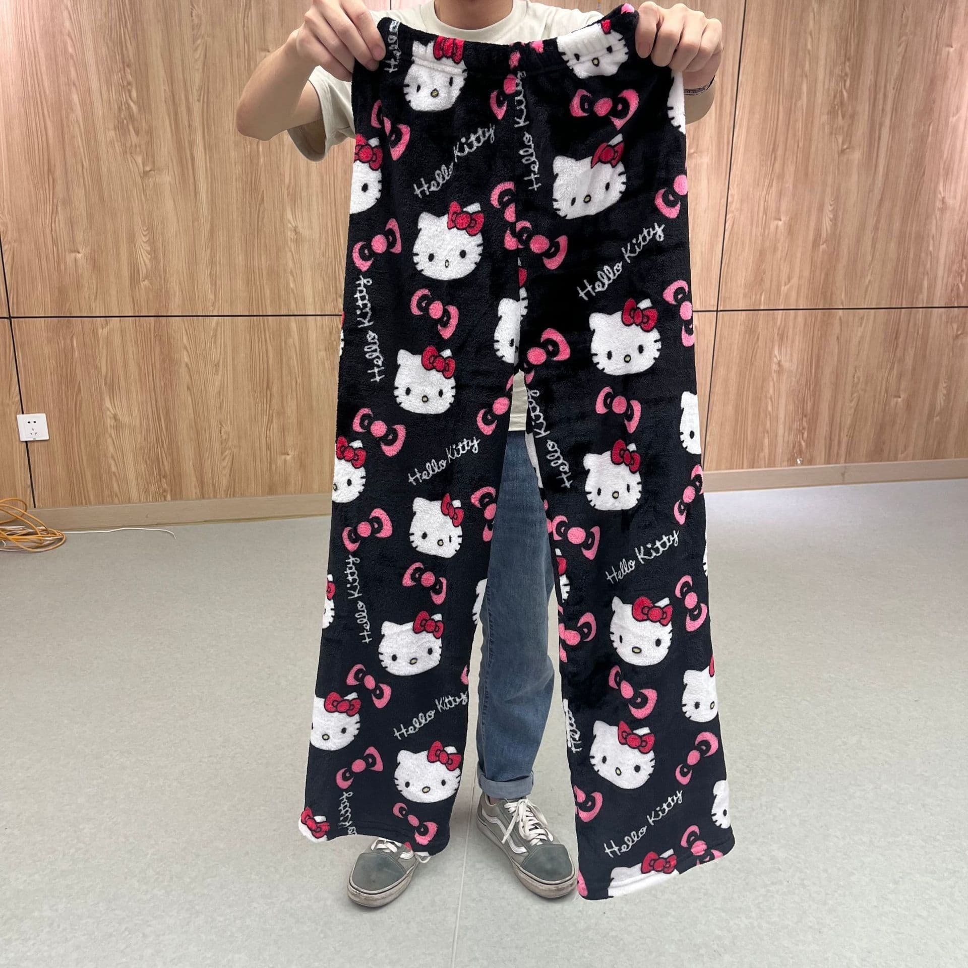 image-Flannel Cartoon Hello Kitty Pajama Pants - Pink