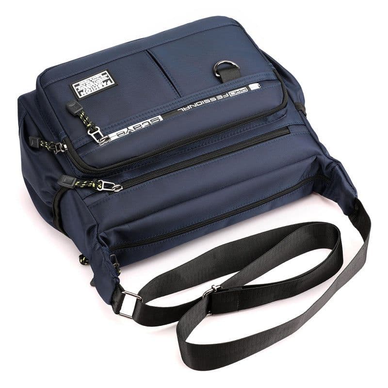 image-Men's Shoulder Bag - Grey Oxford Polyester