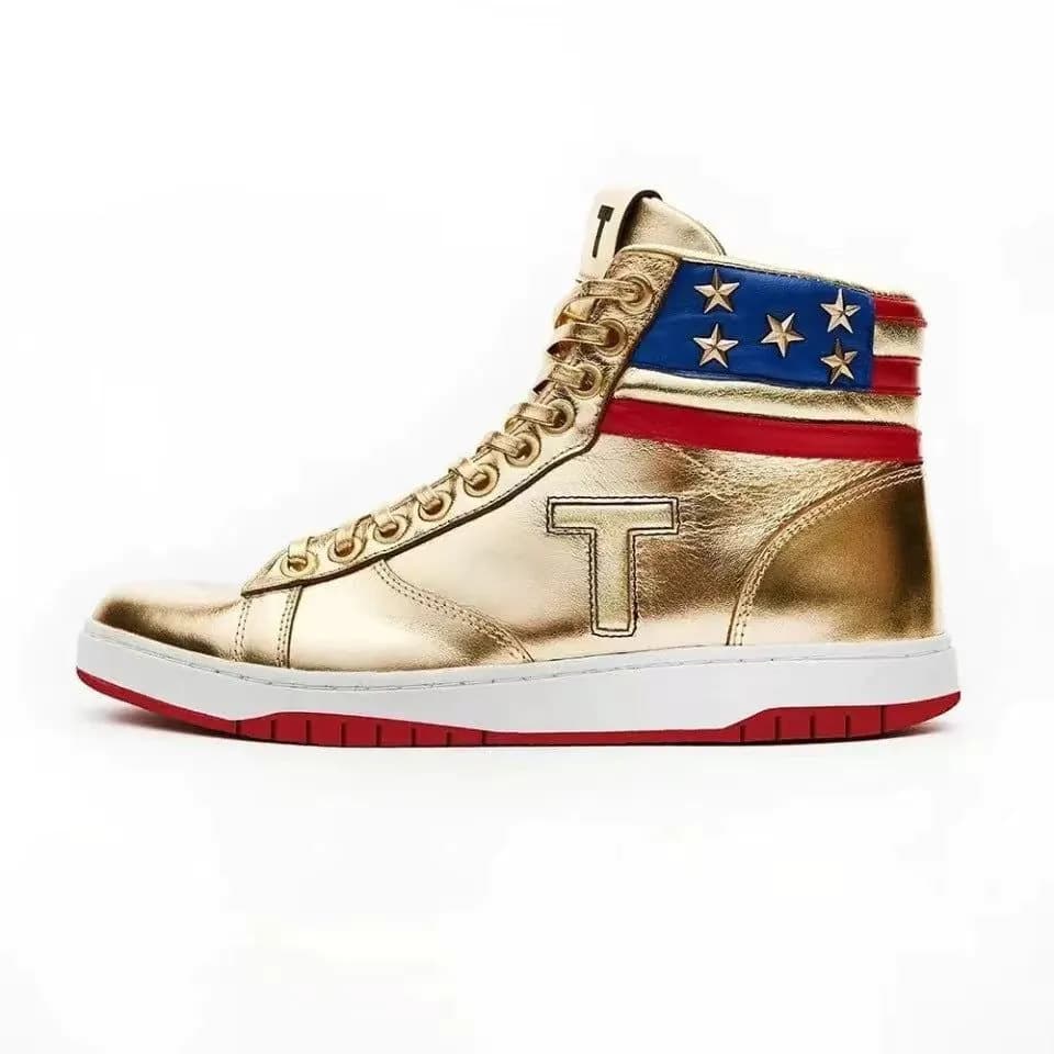 image-High-Top Sneakers for Men - Gold Sequin Casual Shoes